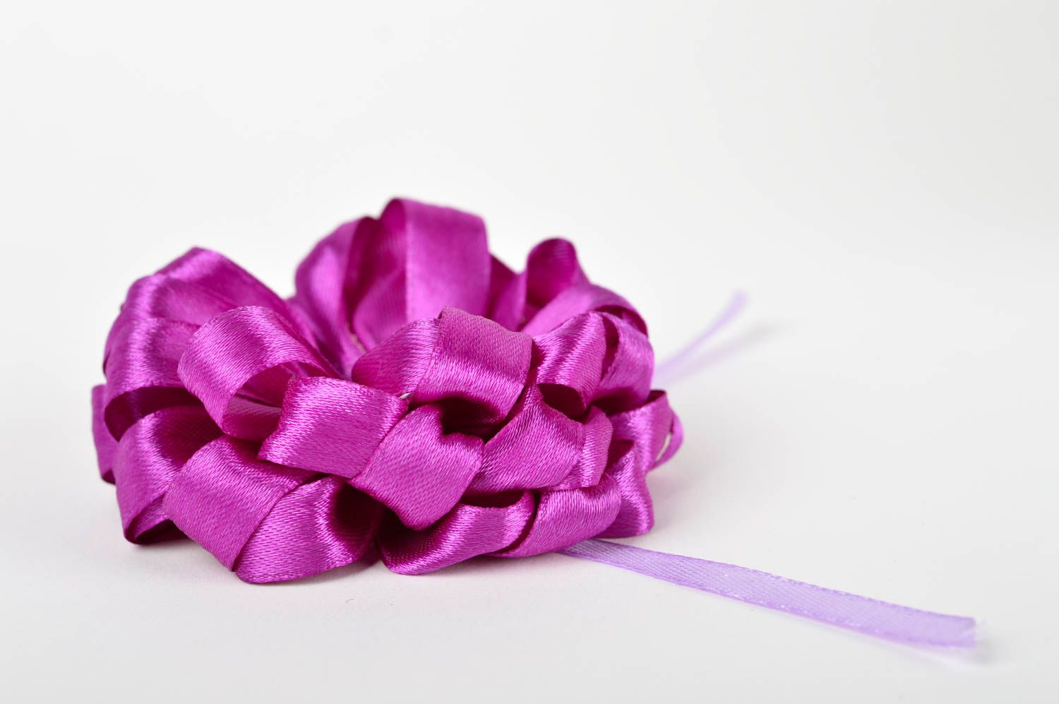 Élastique à cheveux fait main Accessoire cheveux fleur violette Cadeau femme photo 3