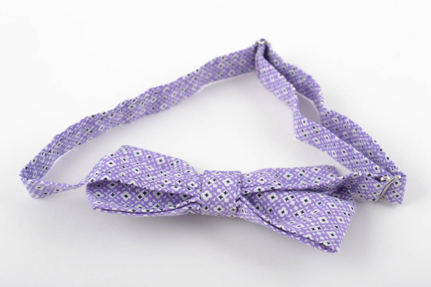Beautiful lilac handmade designer fabric bow tie unusual unisex accessory photo 3