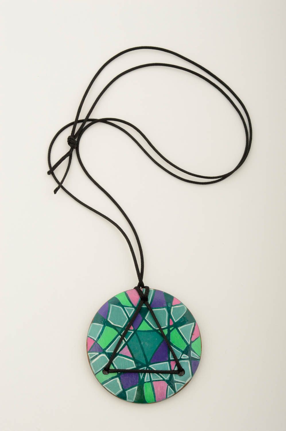 Handmade wooden cute pendant accessory in eco style bright neck pendant photo 3