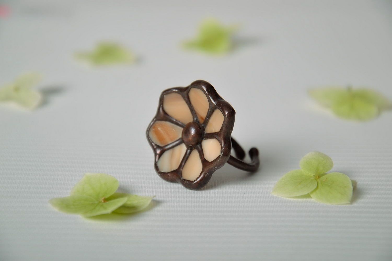 Handmade stained glass ring photo 2