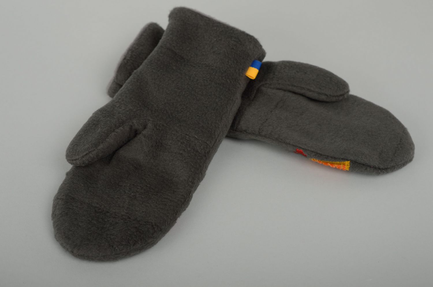 Warm fleece mittens with embroidery photo 2