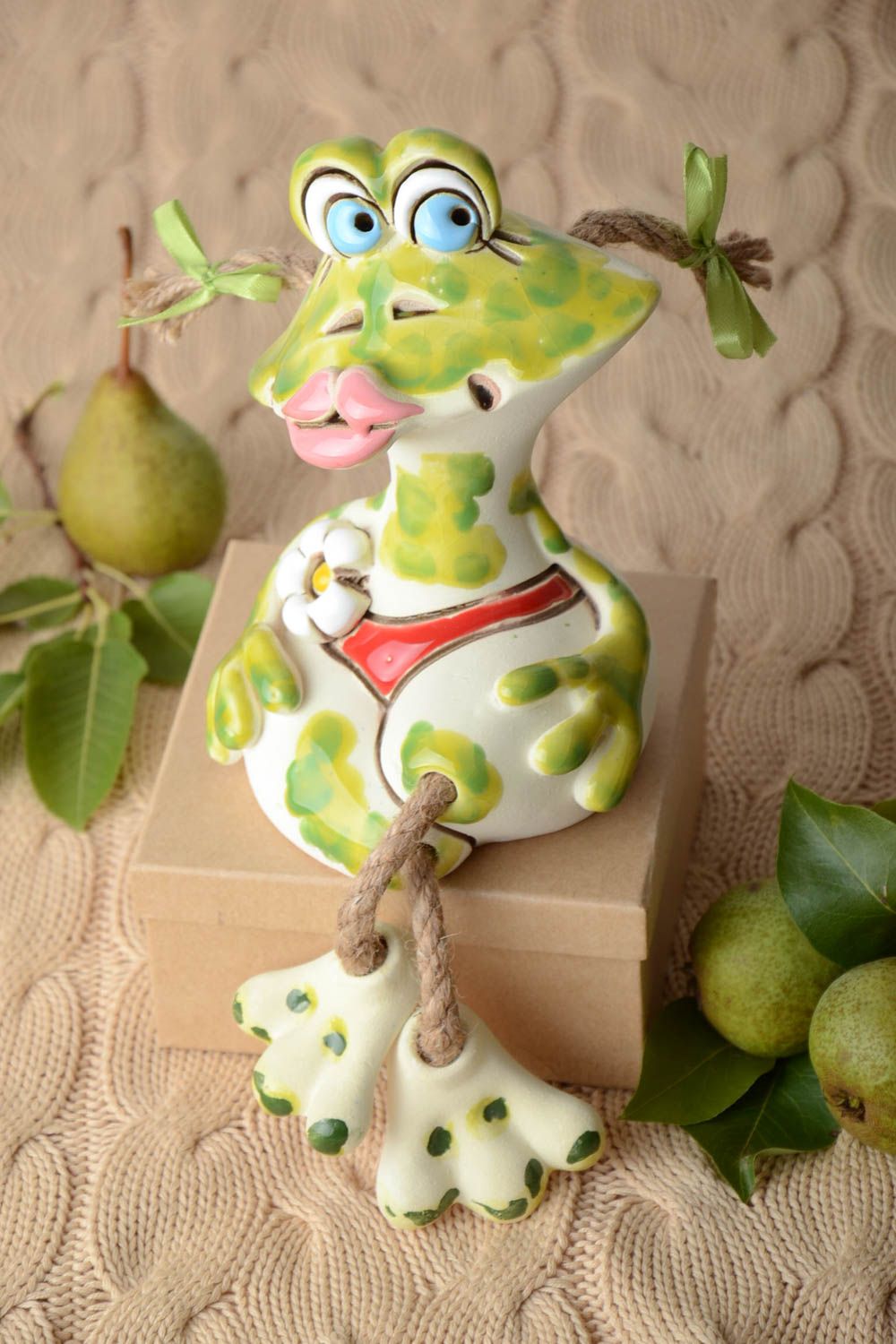 Handmade Keramik Spardose Geschenk für Kinder bemalt Haus Deko Frosch Modedame foto 1
