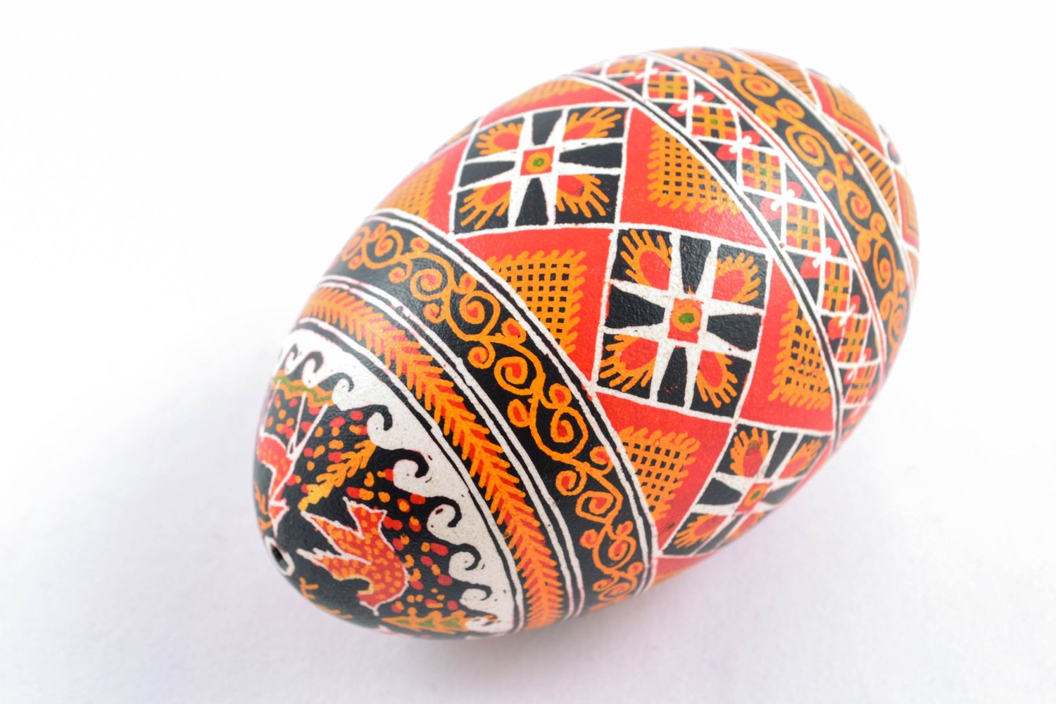 Painted Easter goose egg with animal motives photo 3
