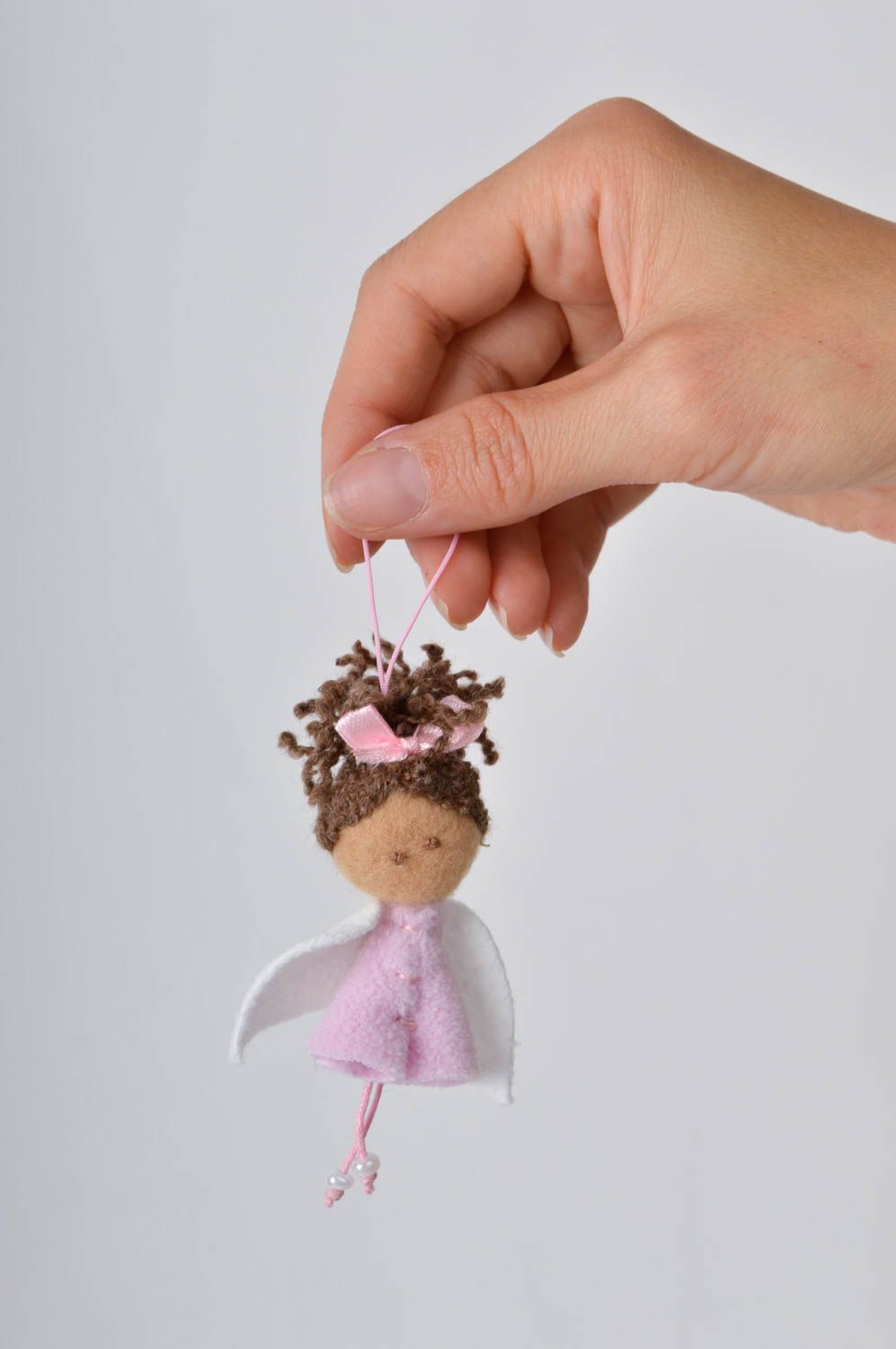 Porte-clé ange fille Porte-clés fait main en tissu Cadeau insolite mignon photo 2