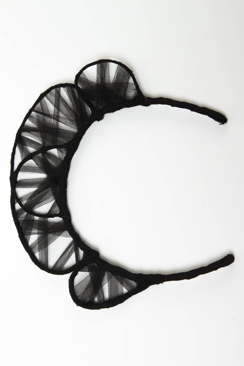 Обруч на голову ручной работы украшение для прически модная бижутерия черная фото 2
