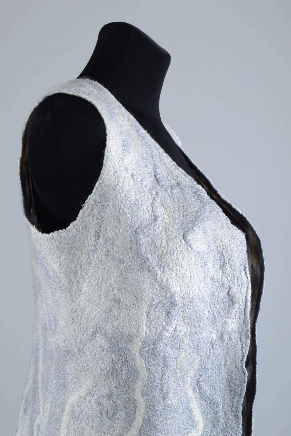 Female grey vest handmade warm vest stylish beautiful clothes winter vest photo 5