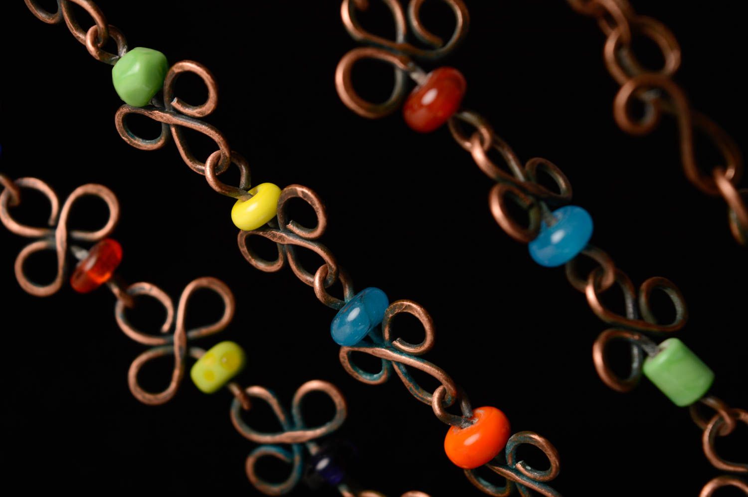 Wire wrap necklace with designer lampwork beads The East photo 5