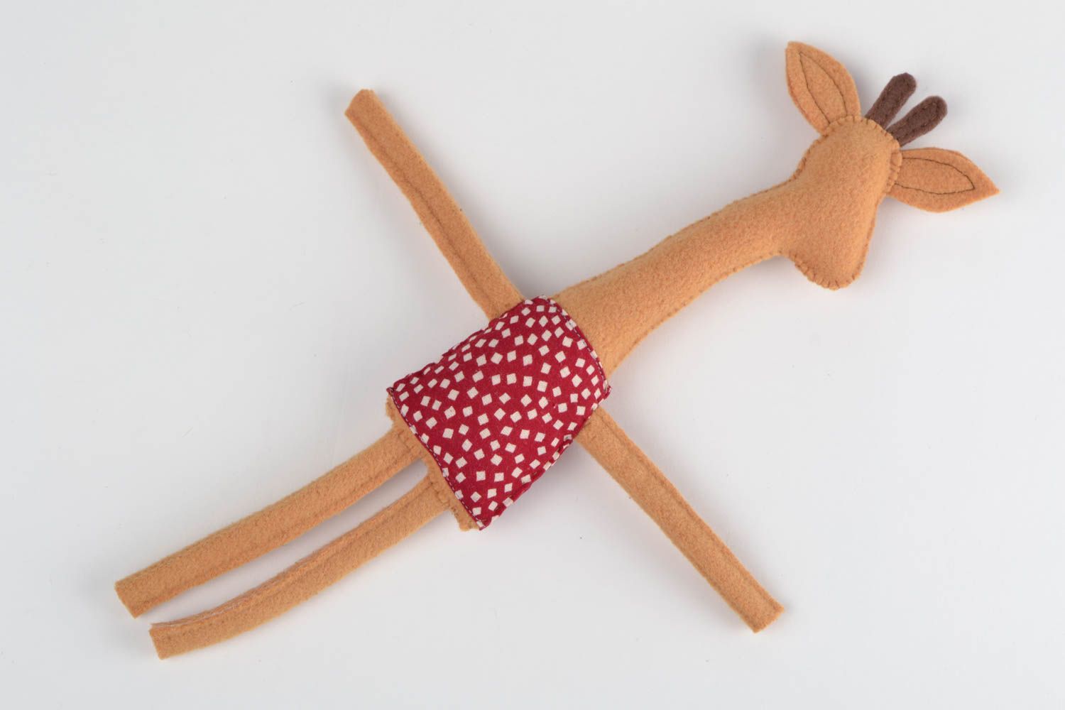 Симпатичная мягкая игрушка в виде жирафа из фетра ручной работы оригинальная  фото 5