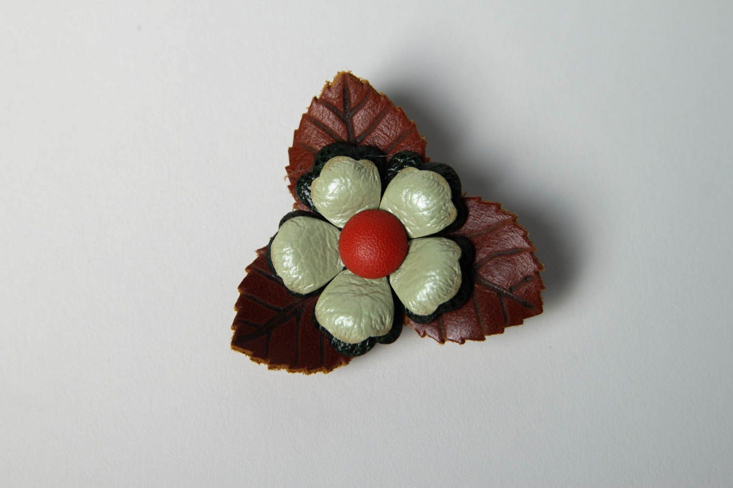 Handmade flower brooch leather goods fashion accessories brooches and pins photo 3