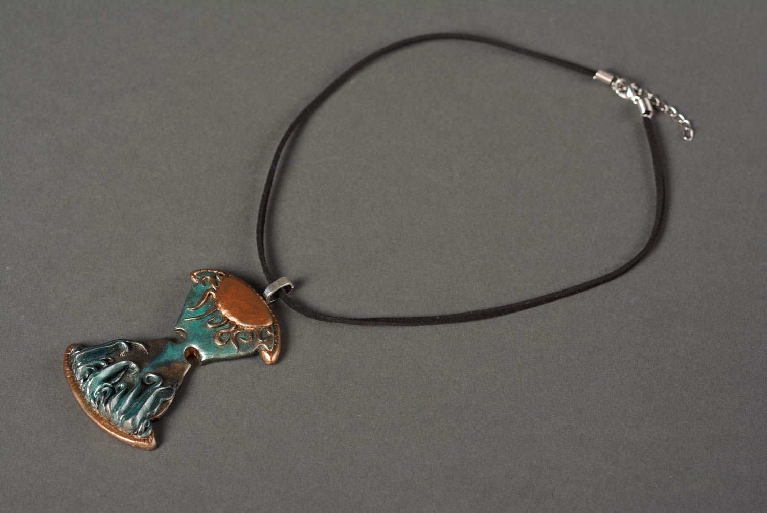 Handmade unique plastic necklace polymer clay pendant designer jewelry present photo 4