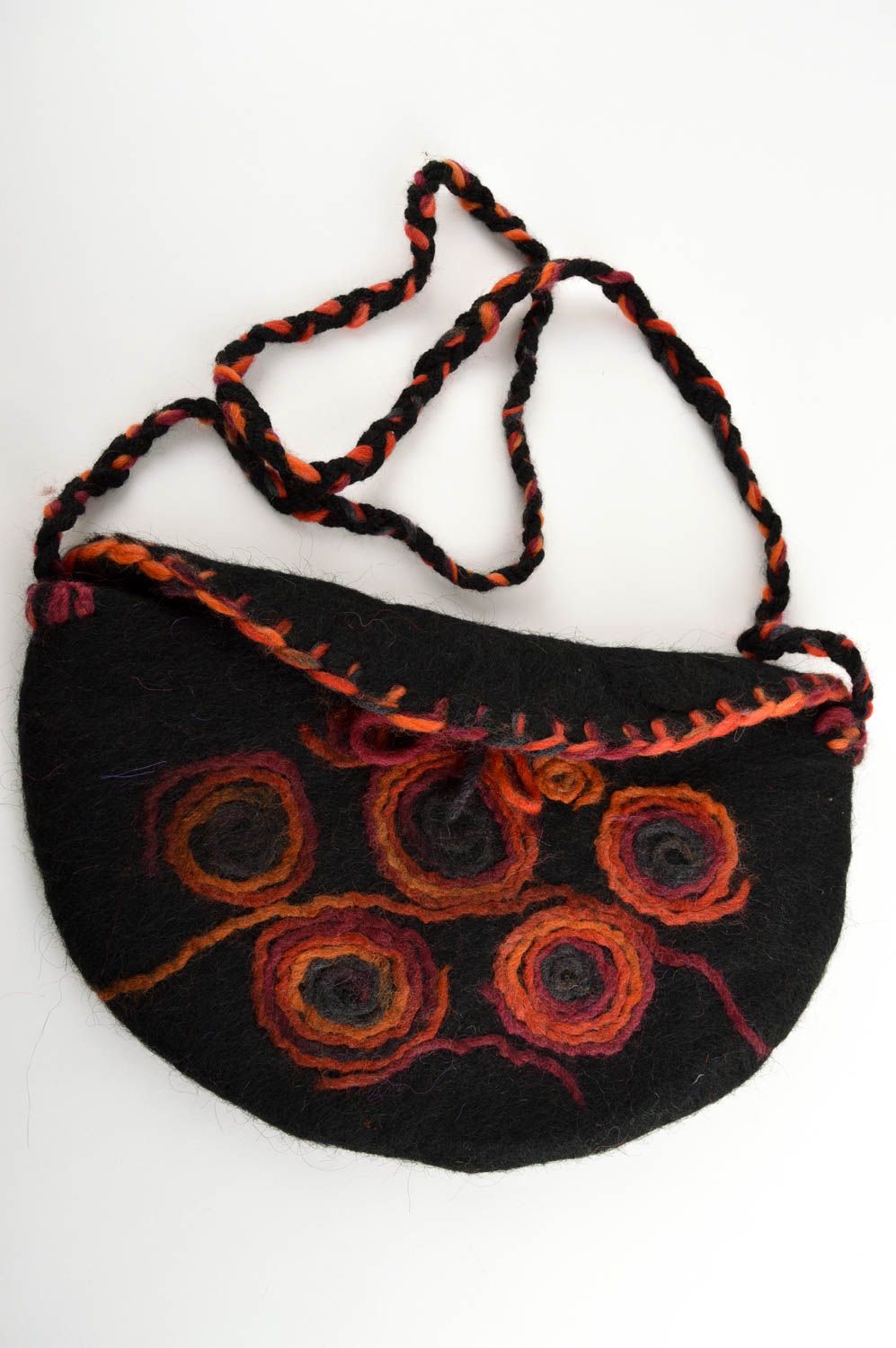 Сумка ручной работы женская сумка черная с красным сумка валяние из шерсти фото 4