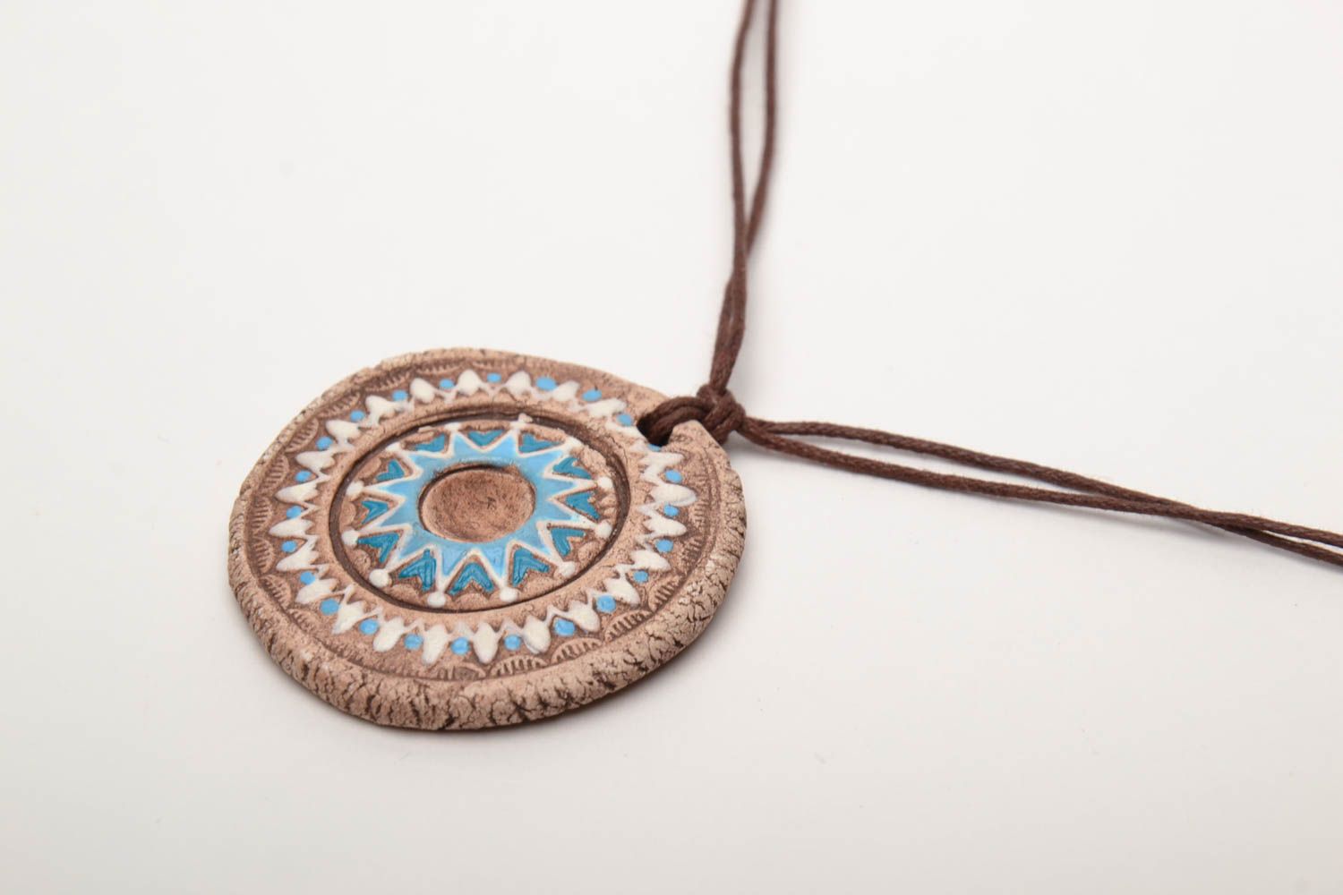 Ceramic pendant with ornament in ethnic style photo 4