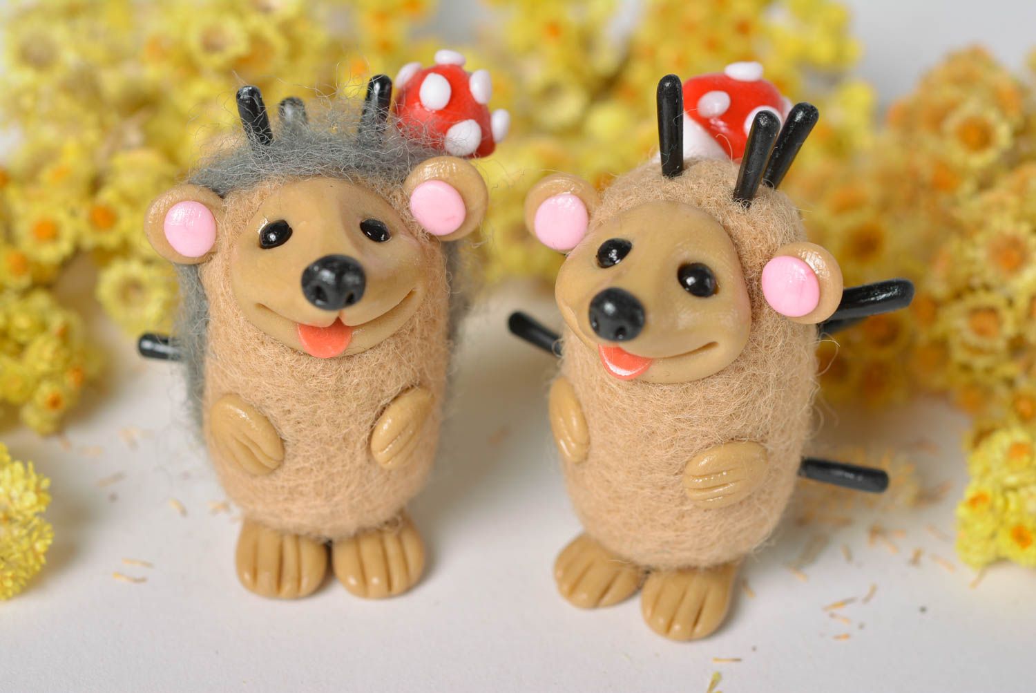 Handmade Kuscheltiere Igel Geschenke für Kinder Haus Deko aus Wolle 2 Stück  foto 1