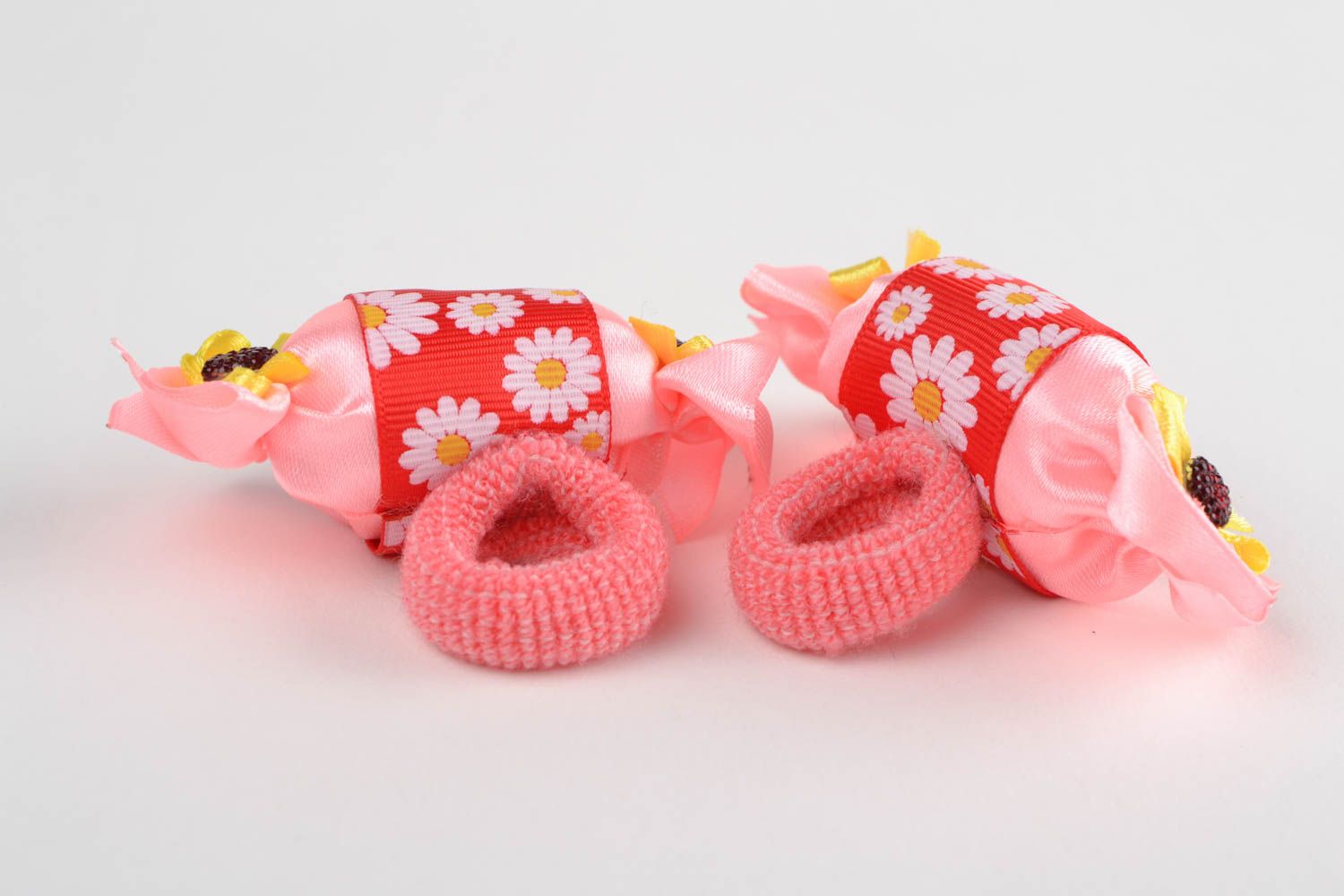 Kinder Haargummis Set 2 Stück aus Stoff in Rosa Geschenk für Mädchen handgemacht foto 5