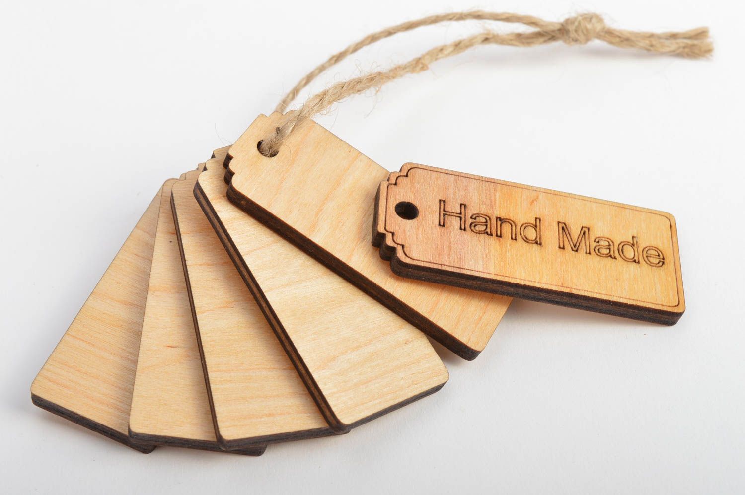 Étiquette en bois brut fait main avec inscription Hand Made pour décor   photo 1