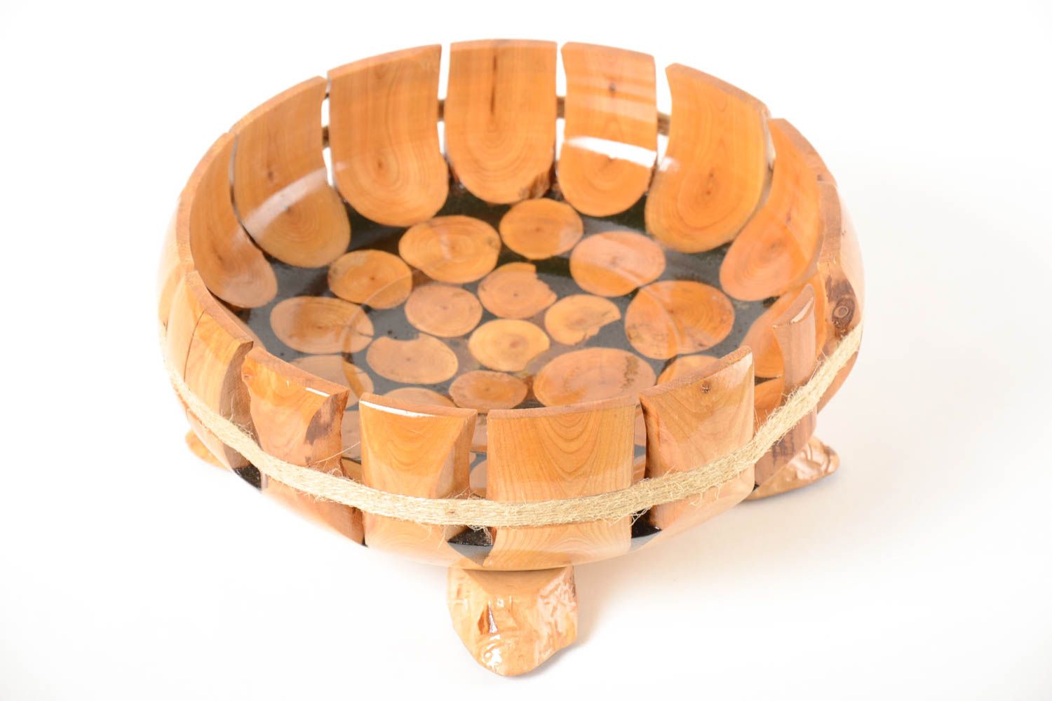 Frutera de madera hecha a mano utensilios de cocina regalos para mujeres foto 4