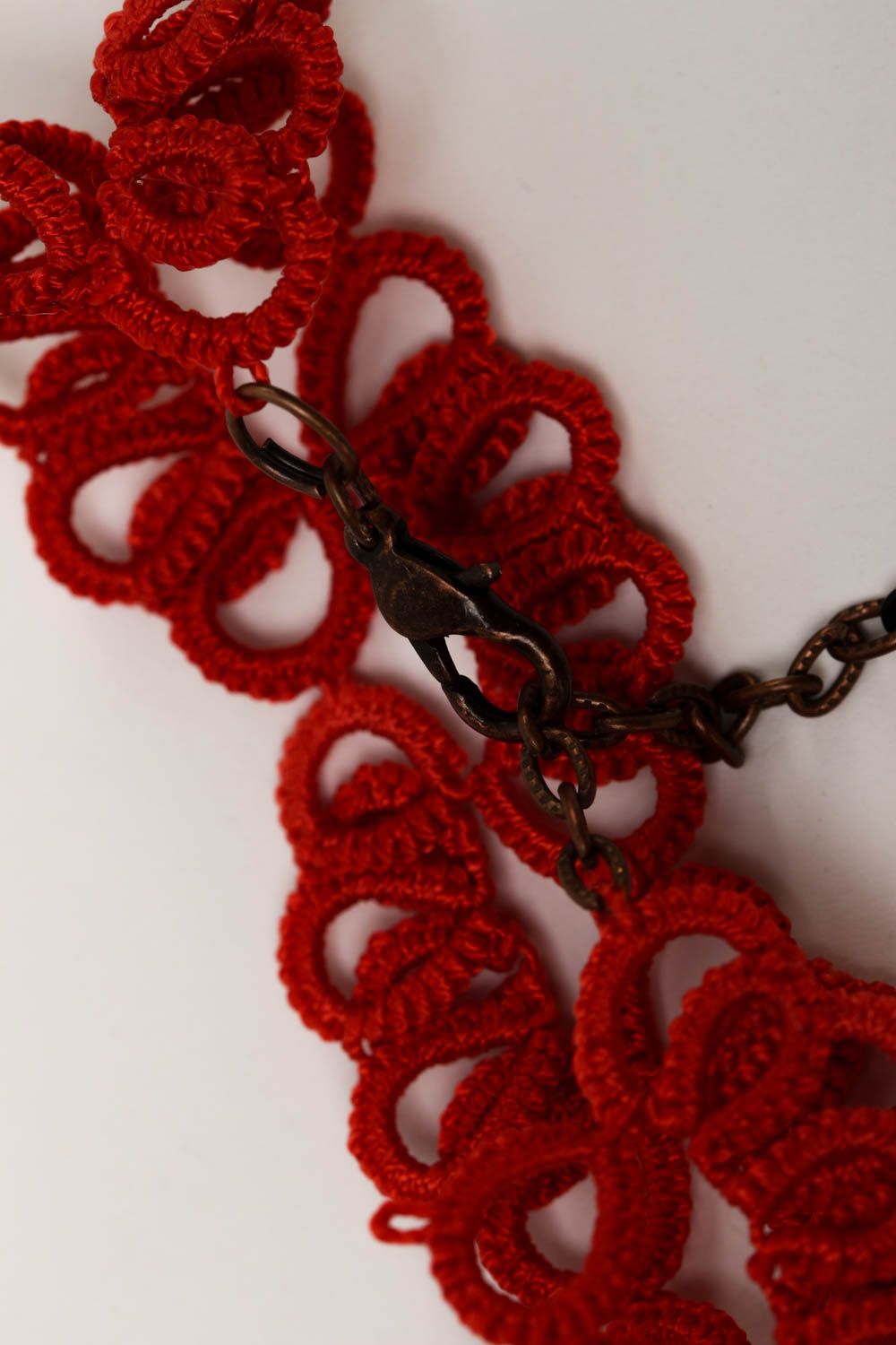Браслет ручной работы женский браслет модная бижутерия красное кружево фото 3