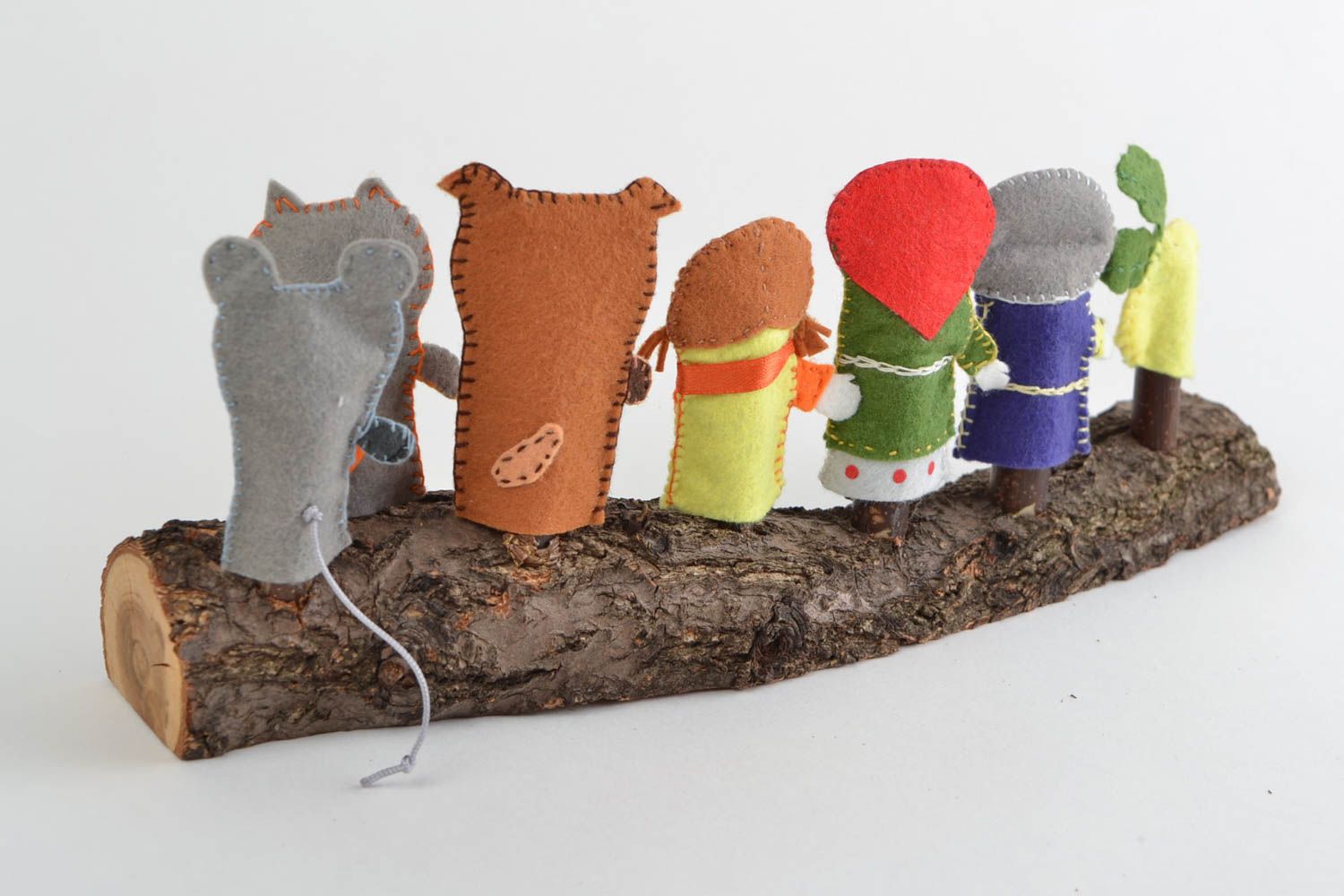 Bright handmade children's felt puppet toys set 7 pieces Turnip fairy tale photo 5