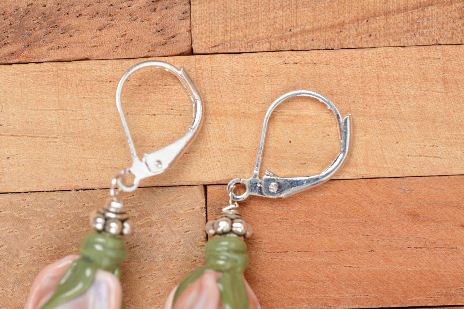 Lampwork earrings handmade jewelry with glass beads glass accessories for women photo 4