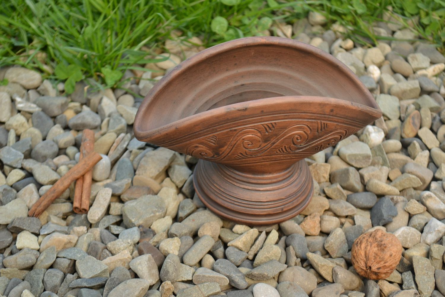 Handmade decorative convenient brown ceramic napkin holder for kitchen photo 1