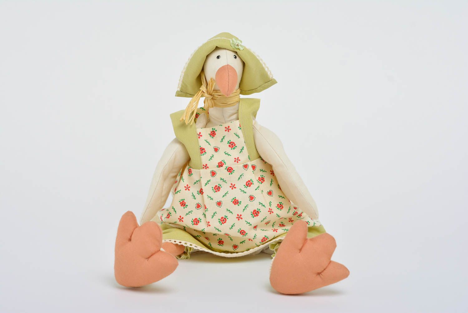 Small handmade fabric soft toy goose for children and home decor photo 1