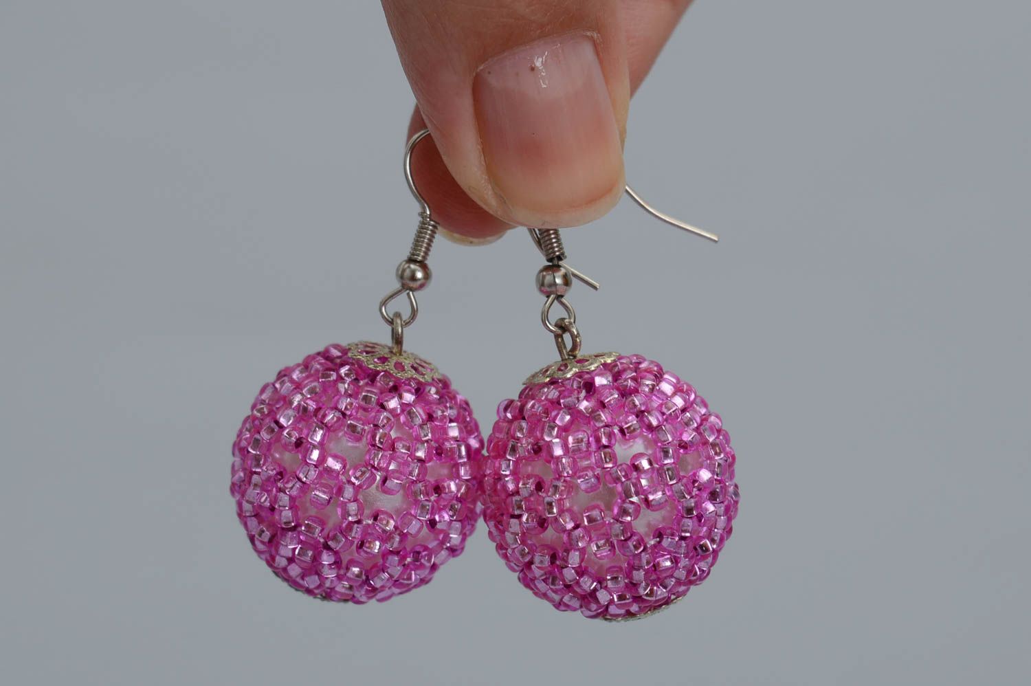 Handmade Rocailles Schmuck Modeschmuck Ohrringe Damen Accessoire schön rosa foto 5