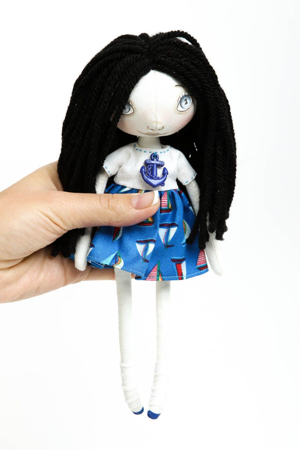Künstler Puppe handmade Designer Puppe Wohnzimmer Deko schwarz blau weiß foto 5