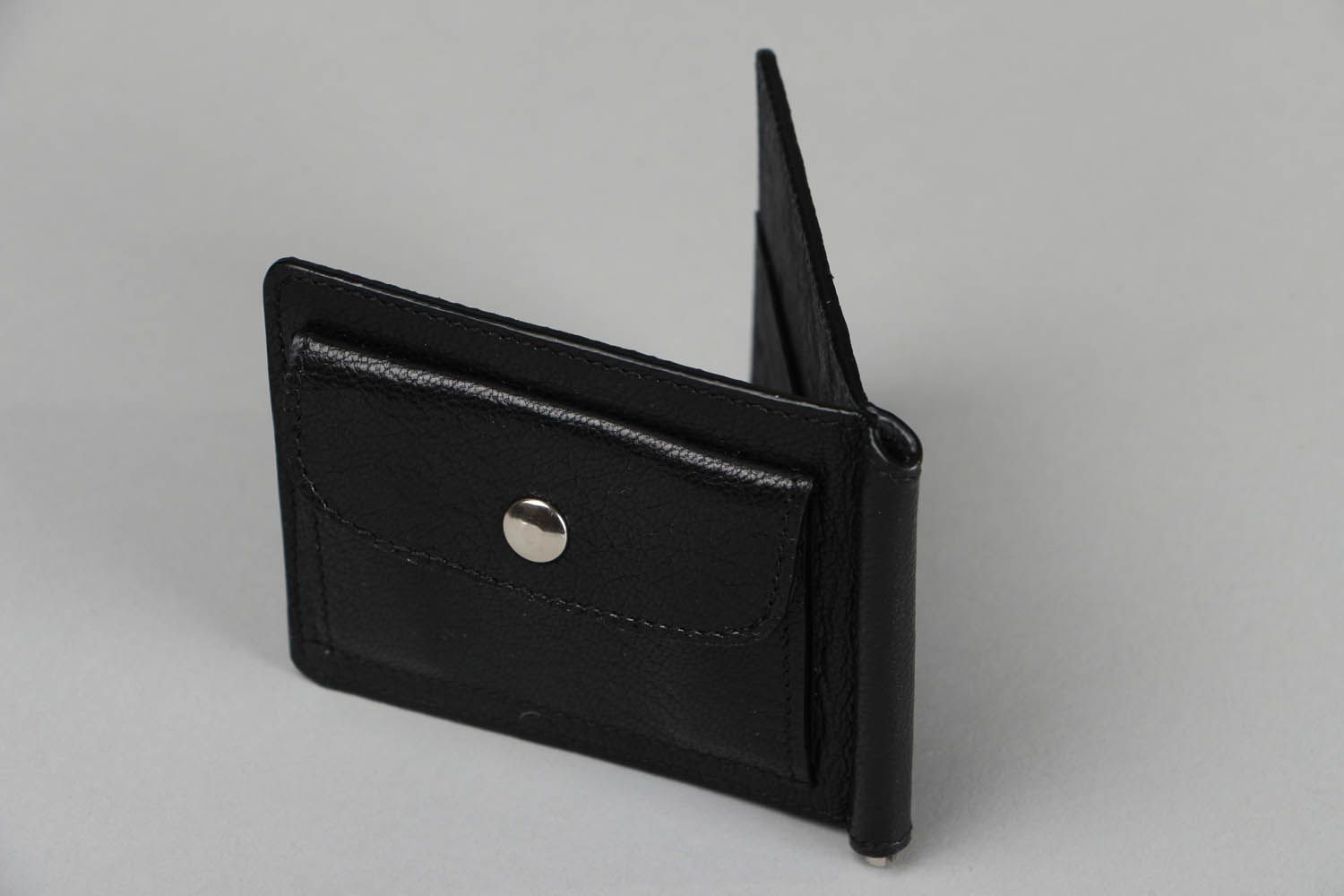 Black natural leather wallet  photo 3