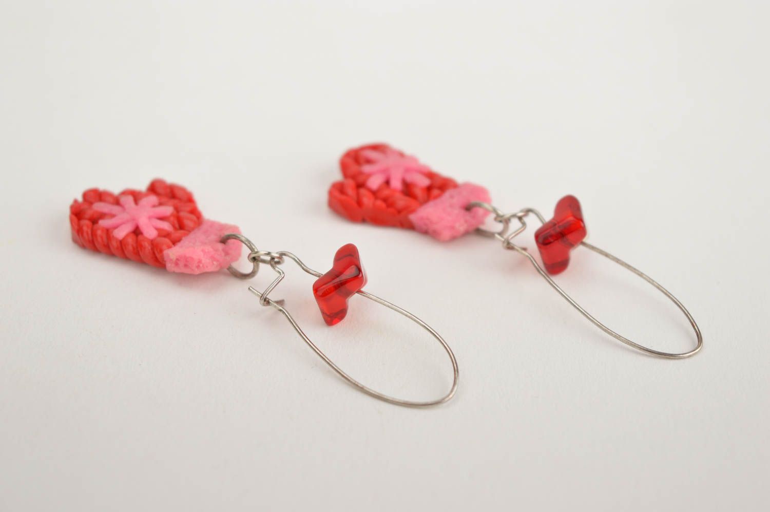Handmade cute bright earrings designer stylish earrings elegant red jewelry photo 3