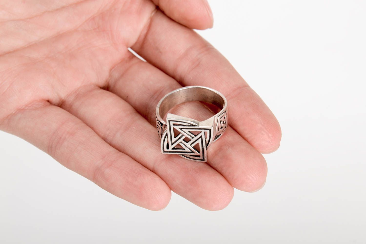 Handmade silver jewelry unusual stylish ring designer accessory for men photo 5