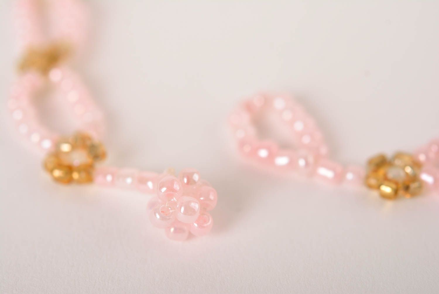 Pink and gold beads floral adjustable bracelet for girls photo 5