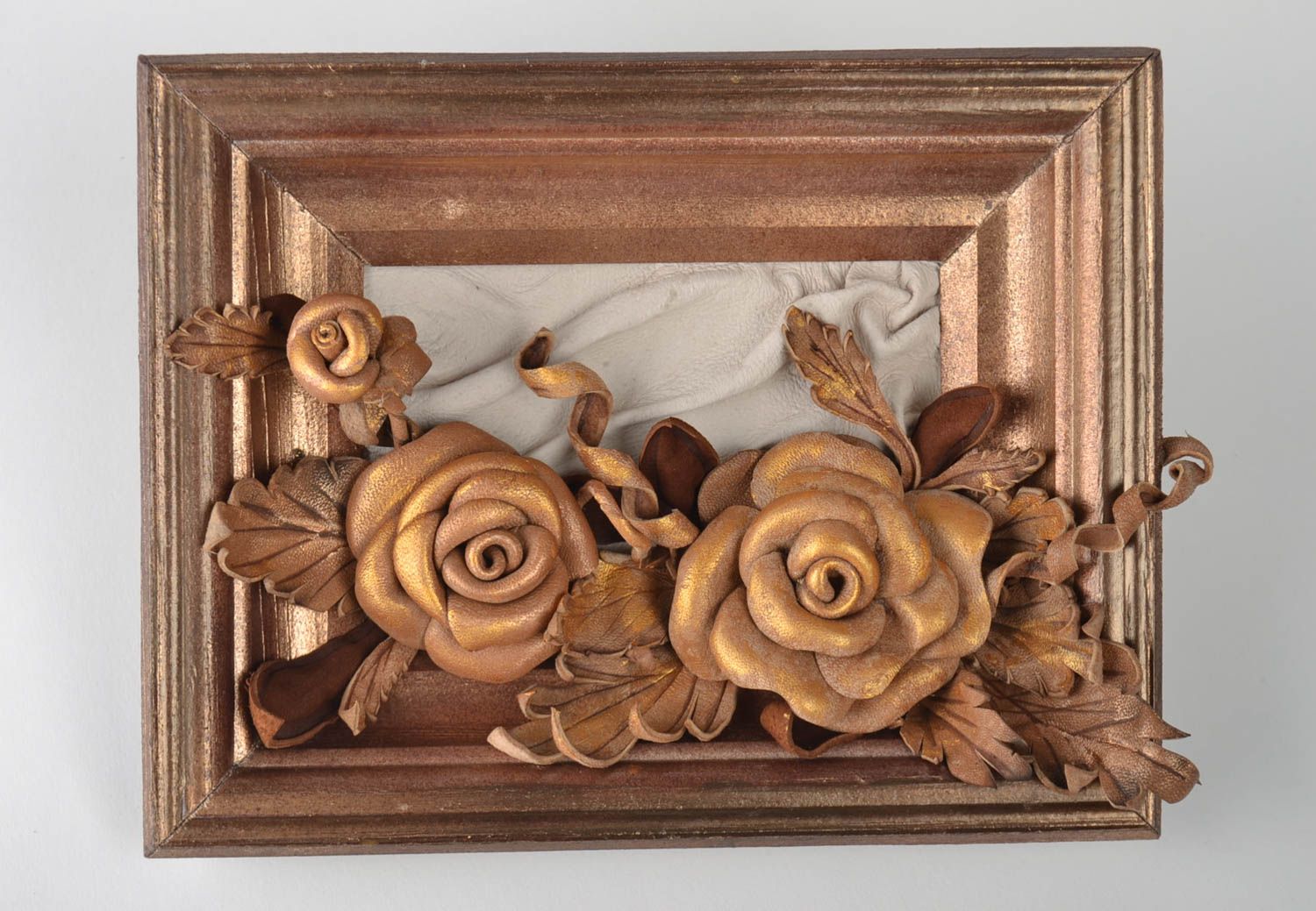 Handmade wall panel made of genuine leather flower panel interior decoration photo 2