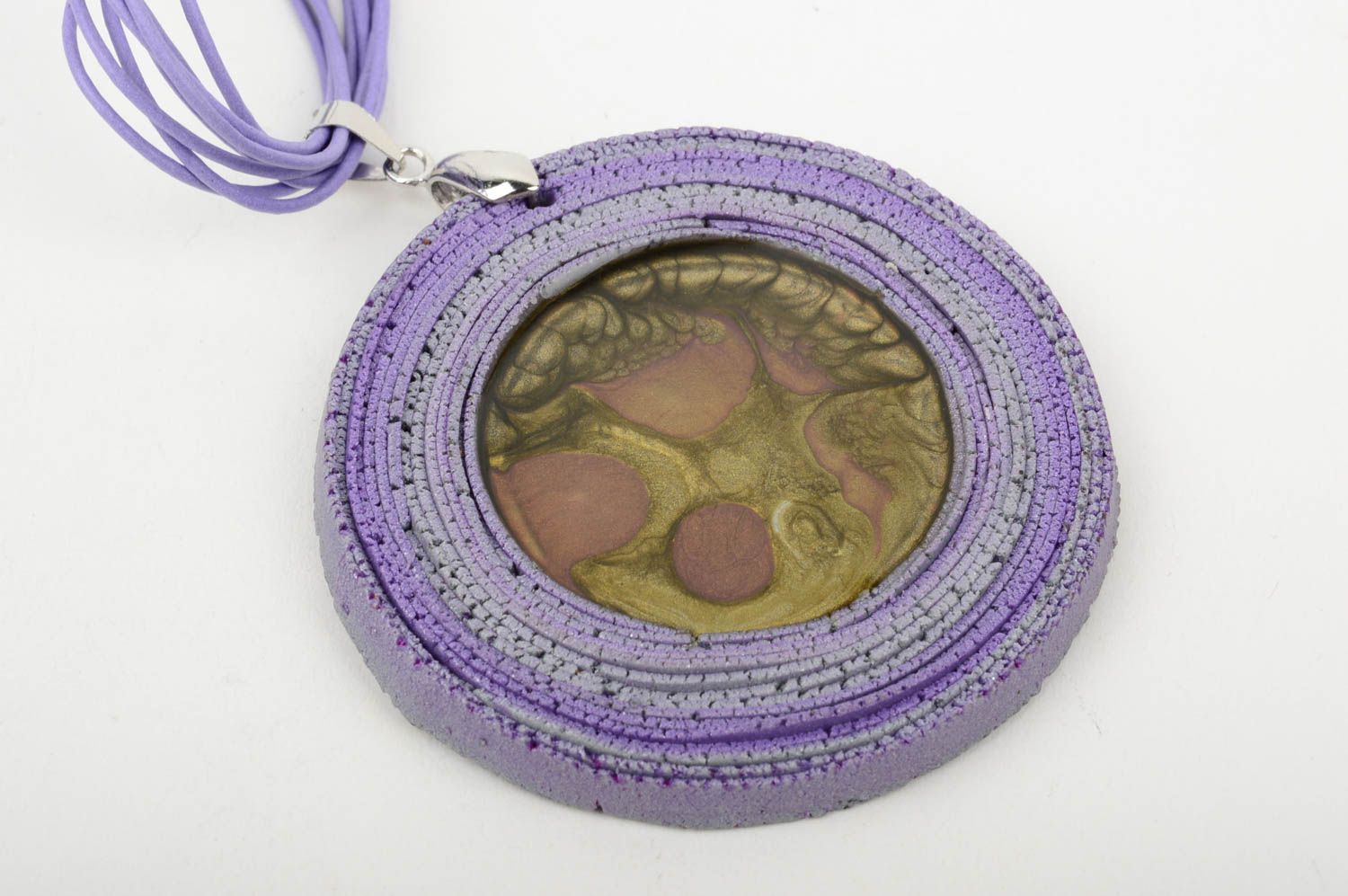 Handmade designer pendant jewelry made of clay stylish unusual pendant photo 3