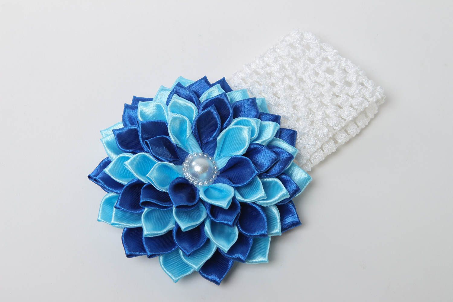 Handmade blue designer headband unusual flower headband cute kids accessory photo 2