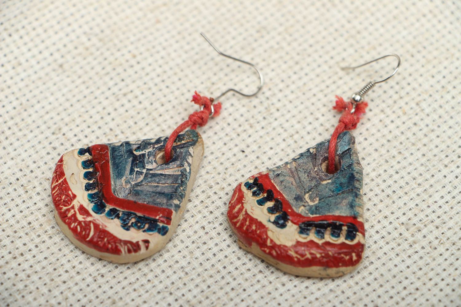 Handmade ceramic earrings photo 1