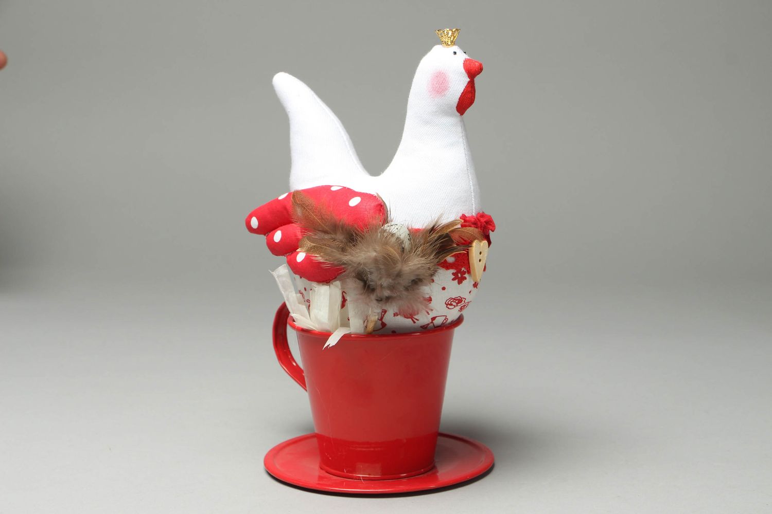 Soft interior toy Hen in Red Cup photo 1