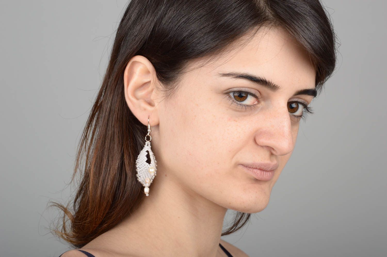 Beautiful handmade beaded earrings pearl earrings wedding jewelry gifts for her photo 5