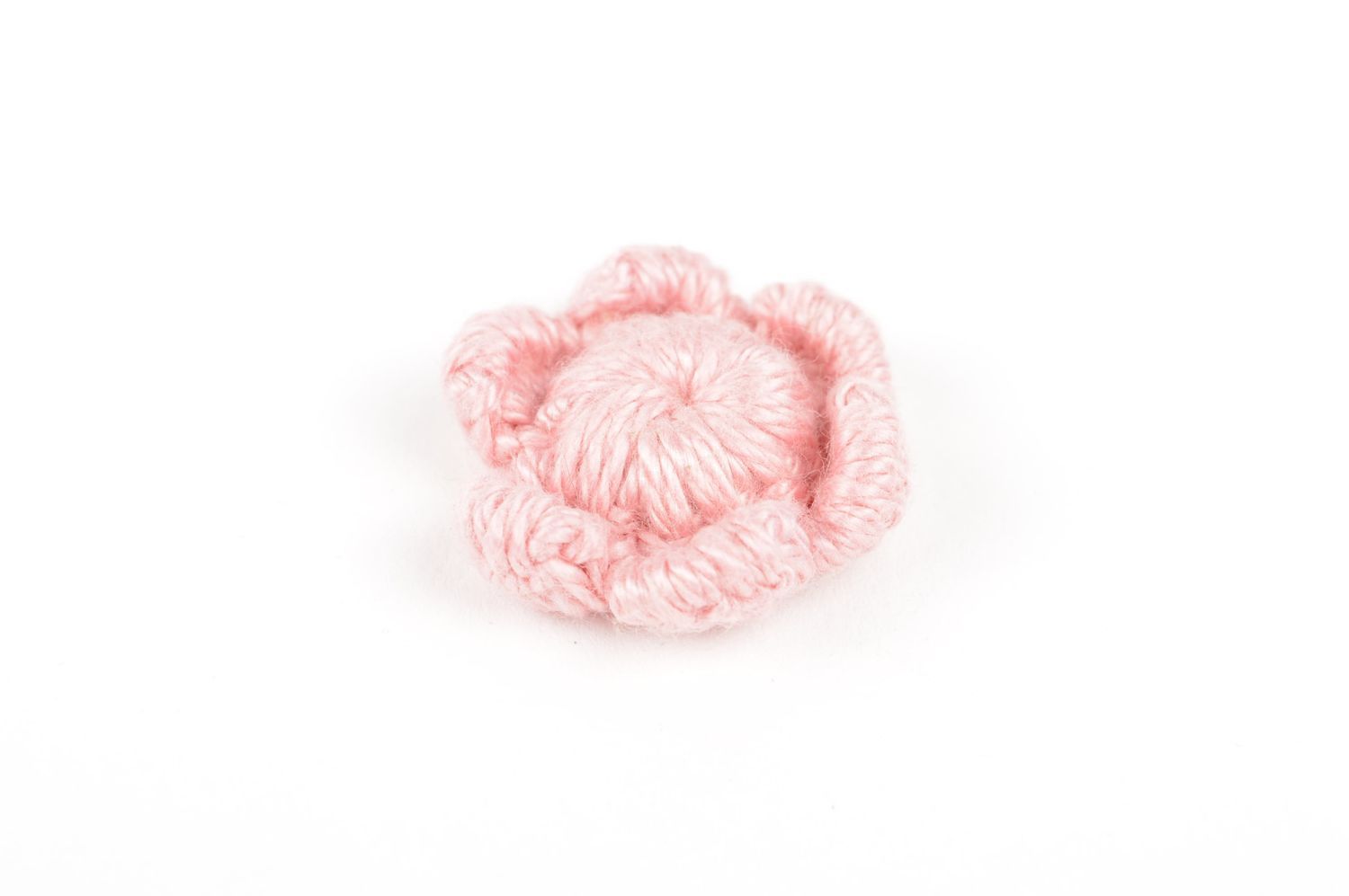 Handmade crocheted flower unusual pink brooch stylish designer fittings photo 2