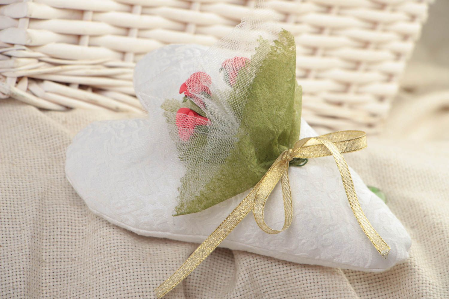Peluche coeur en tissu faite main Peluche décorative jacquard Jouet pour enfant photo 1
