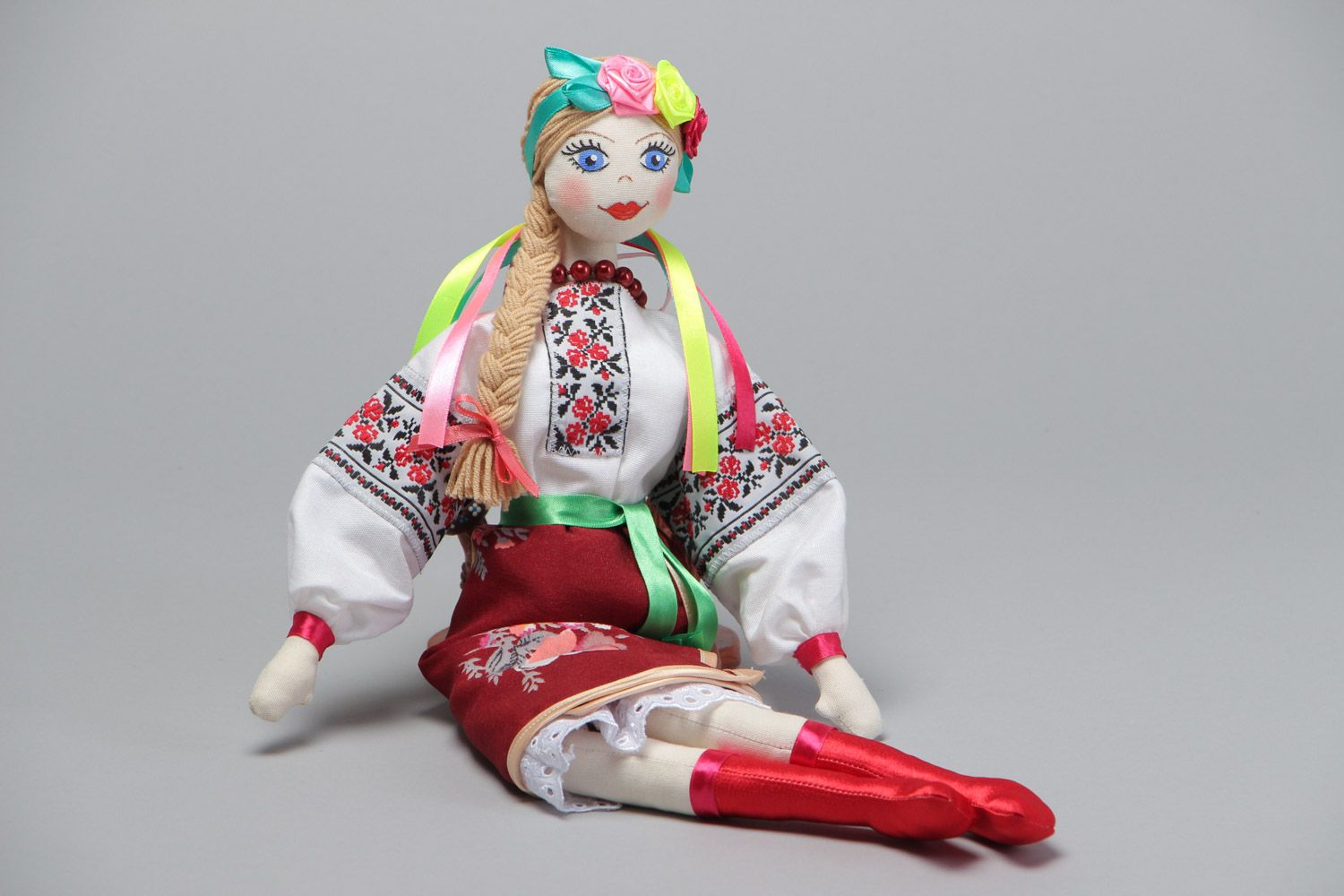 Handmade decorative textile collection doll in Ukrainian attire for home photo 2