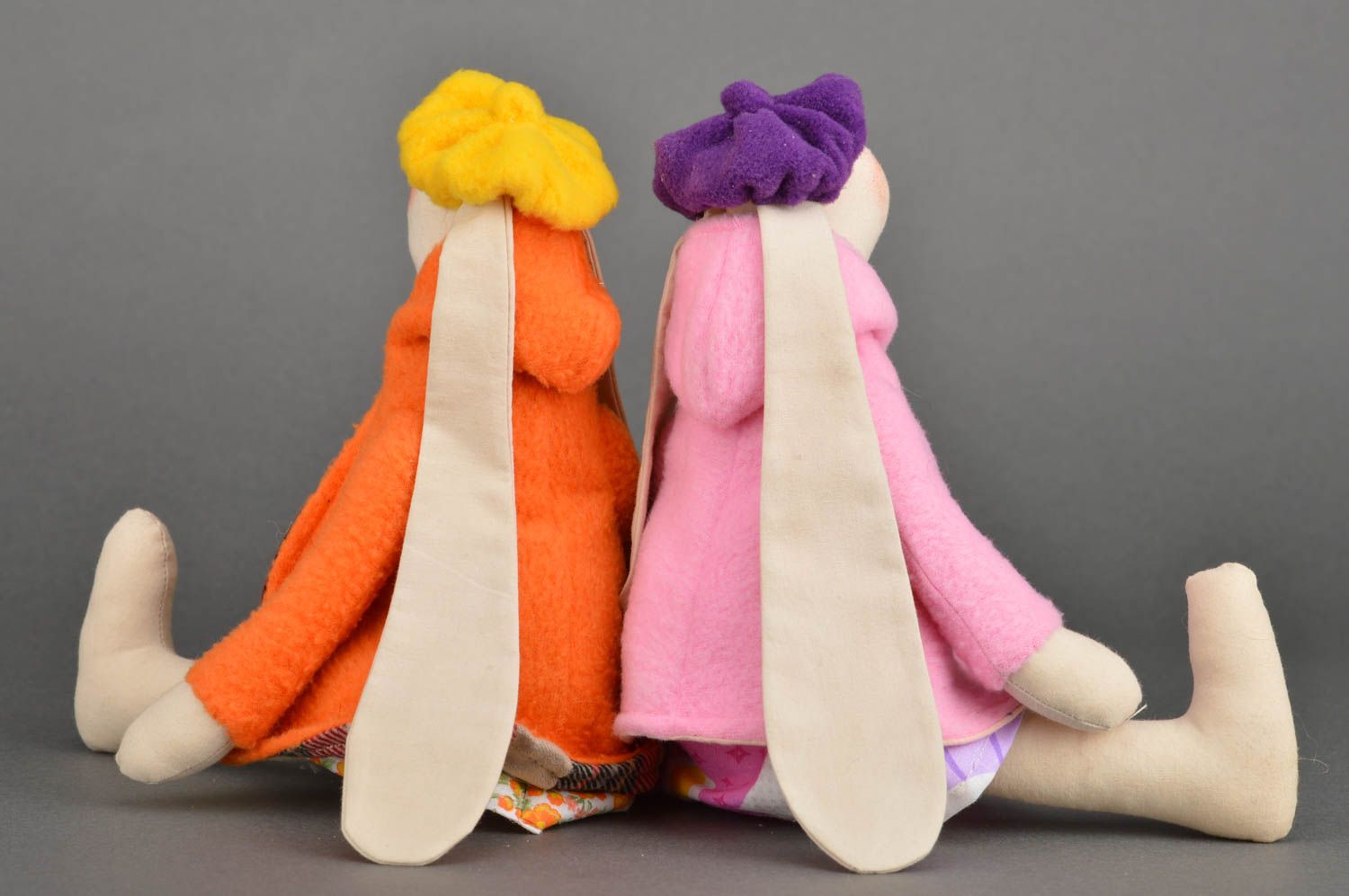 Set of 2 handmade designer cotton fabric soft toys rabbits in hats for kids  photo 5