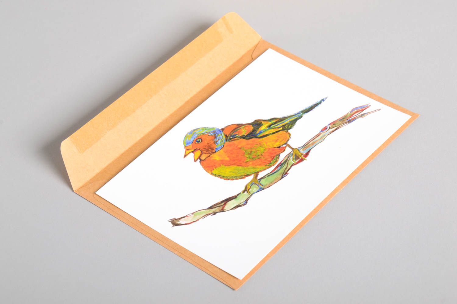Открытка ручной работы поздравительная открытка птичка красивая открытка фото 5