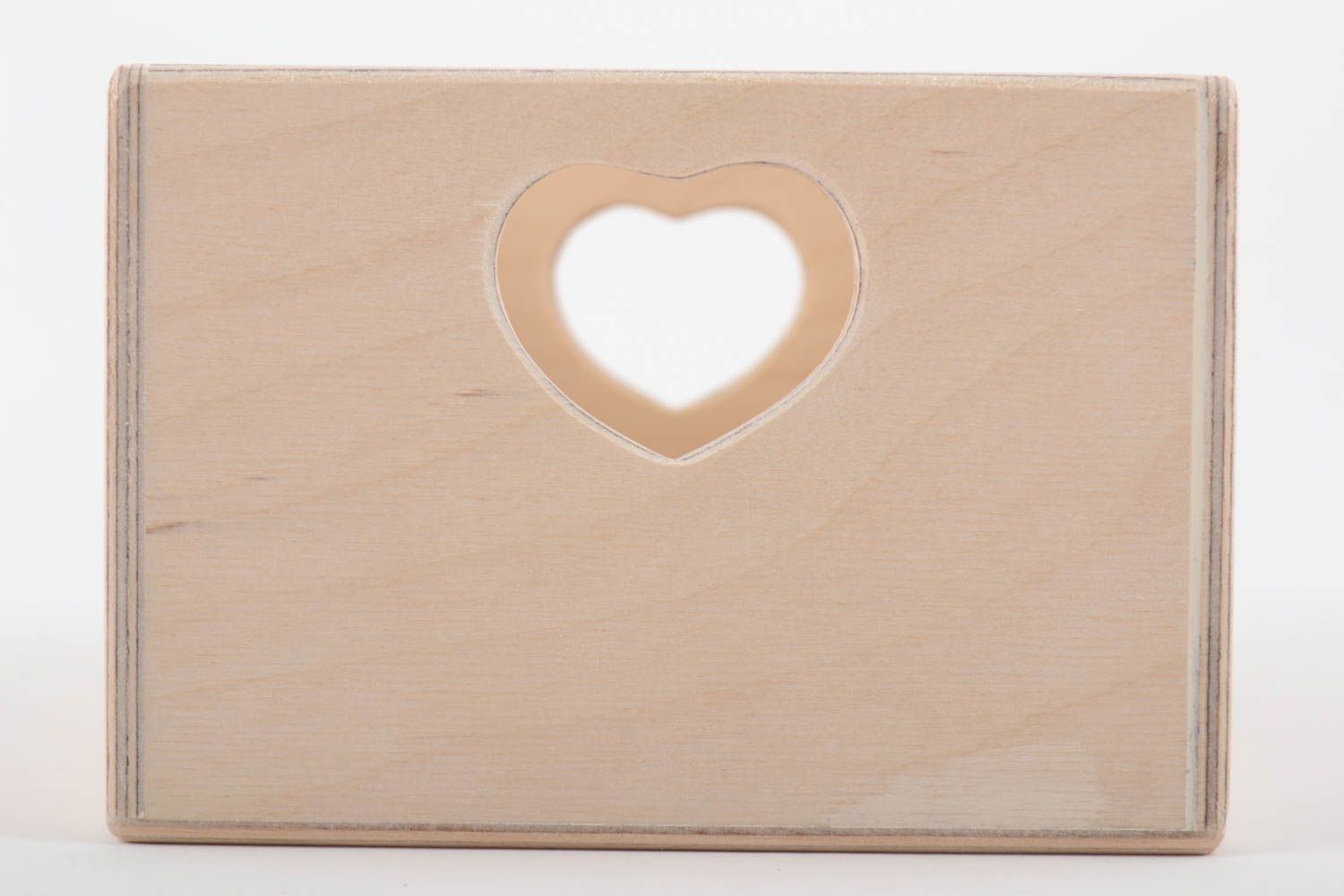 Handmade plywood box for candies with heart shaped cuts craft blank for painting photo 3