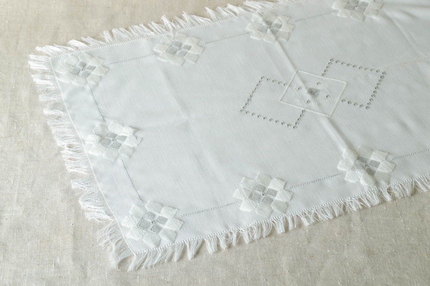 Handmade embroidered tablecloth white napkin home decor kitchen ideas photo 1