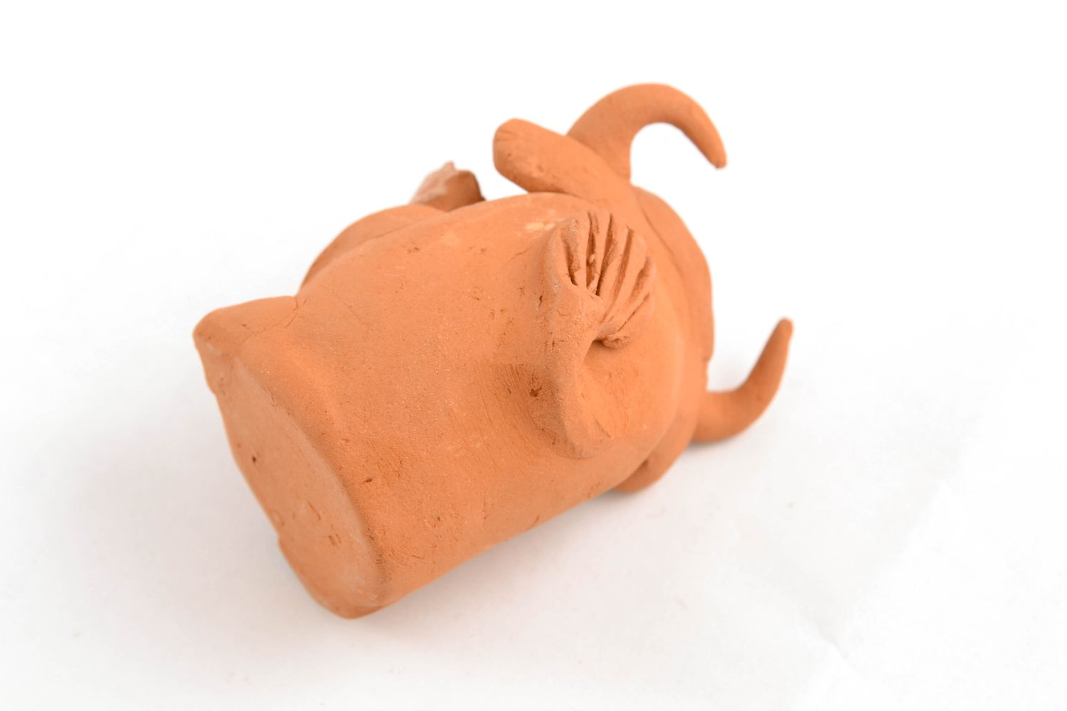 Statuina fatta a mano figurina torello in ceramica souvenir di terracotta foto 5