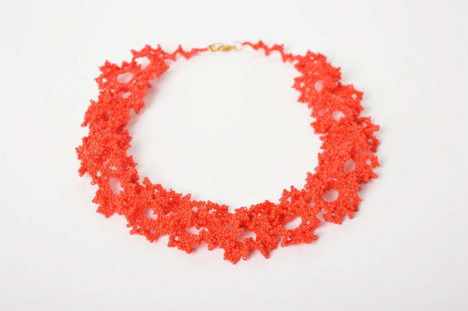 Handmade Schmuck Rocailles Kette Collier Halskette Accessoire für Frauen rot foto 1