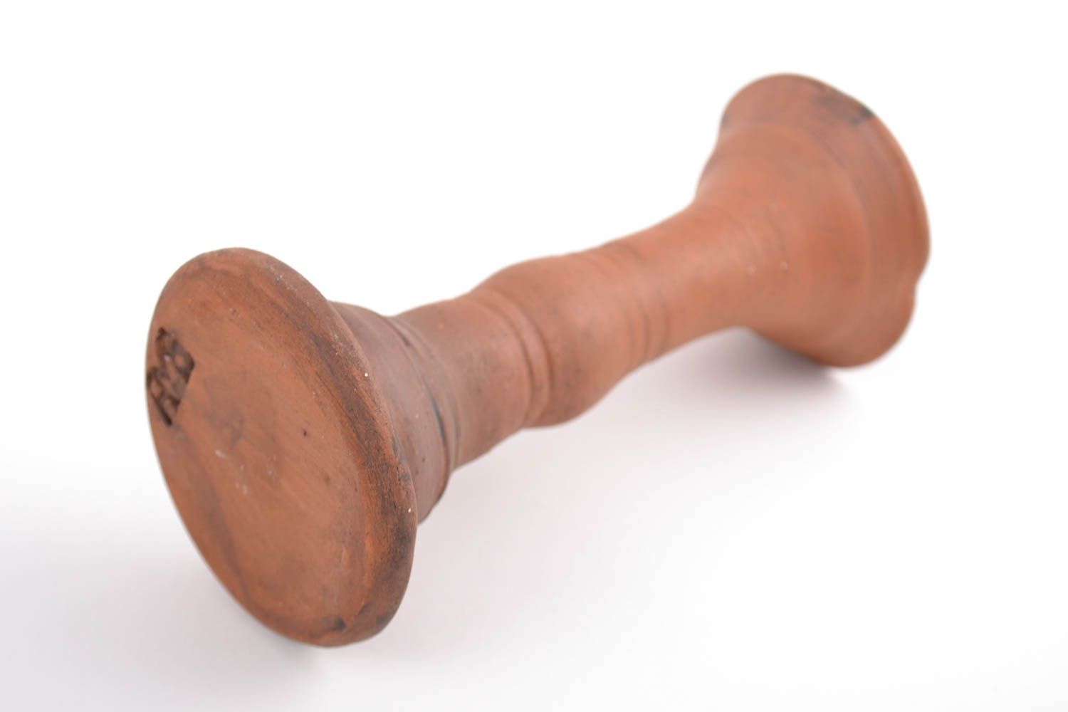 Beautiful brown handmade clay candlestick for home decor photo 5