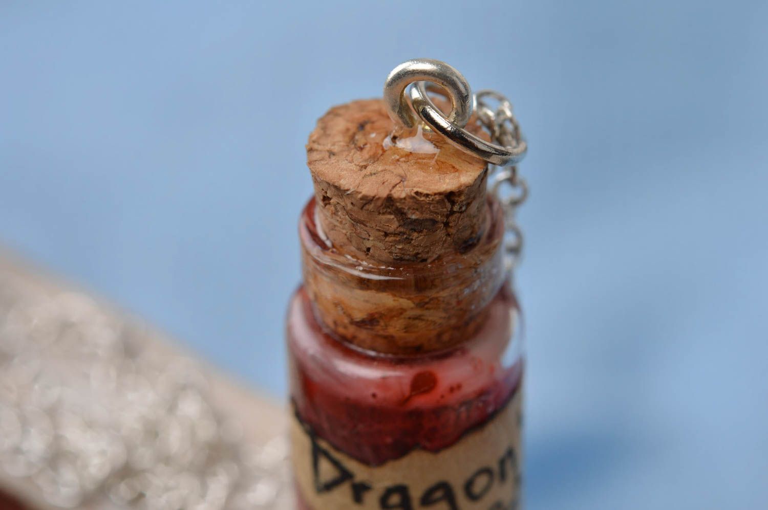 Handmade stylish vinous pendant in shape of glass jar with epoxy resin photo 5