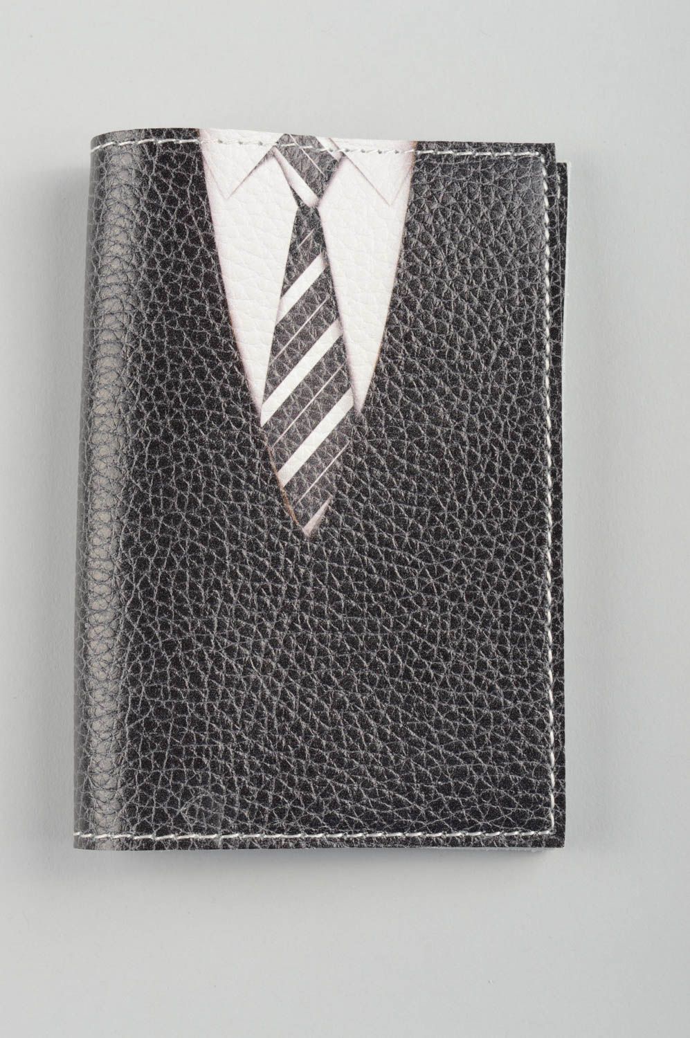 Étui passeport cuir fait main Protège-passeport noir original Accessoire homme photo 5