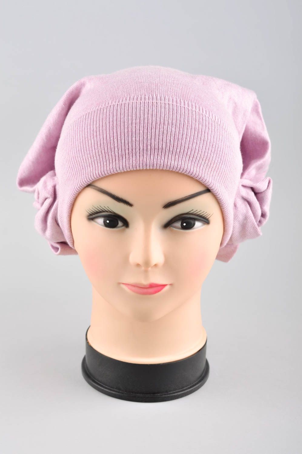 Зимняя женская шапка ручной работы зимняя шапка розовая головной убор красивый фото 1